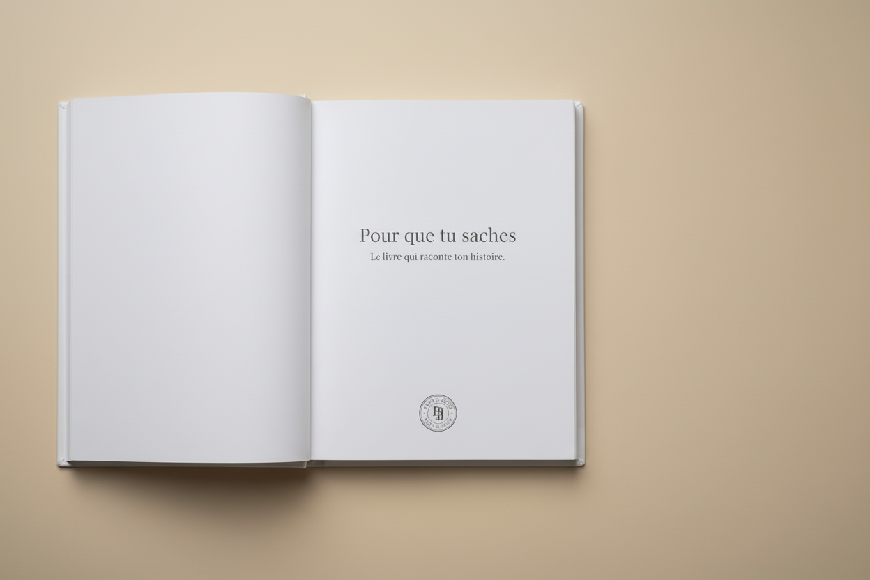 Page de titre Pour que tu saches - Le livre qui raconte ton histoire - Bass & Jude Collection